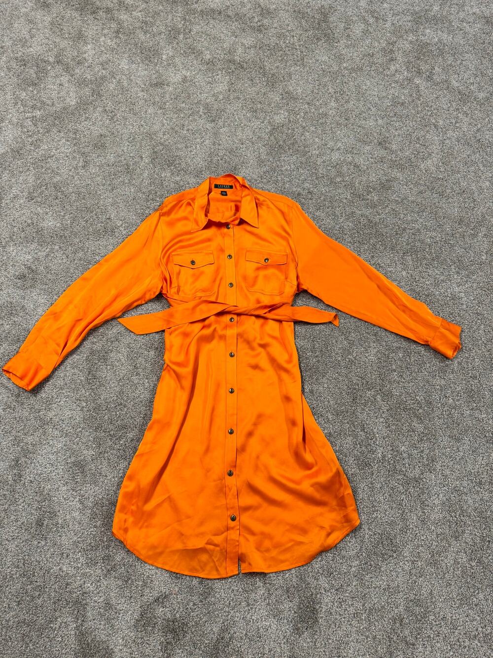 Lauren Ralph Lauren Bright Orange Button-Front Maxi Dress